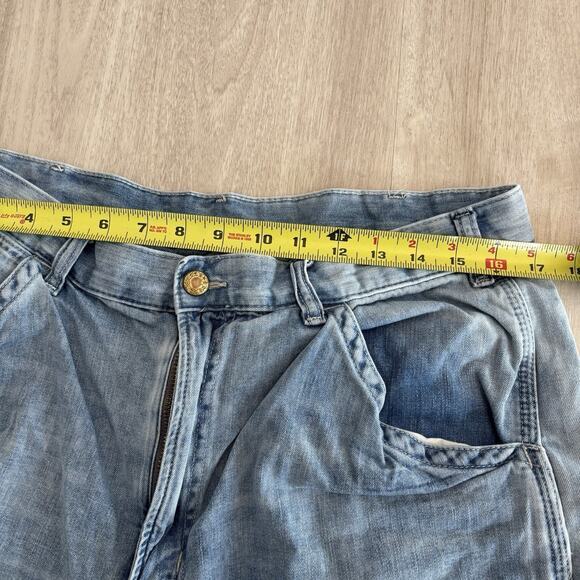 VTG Polo Ralph Lauren Carpenter Jean Shorts‎ Y2K Mens 36 Ripped Jorts Blue 90s - Picture 11 of 13